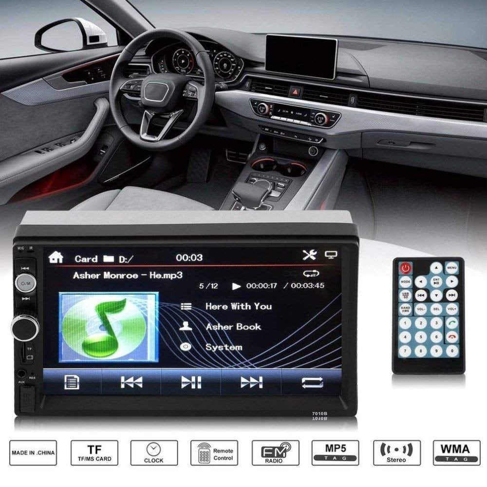 7" Double 2 Din Car Stereo Radio FM/MP5 Player Bluetooth HD 1080P Touch Screen