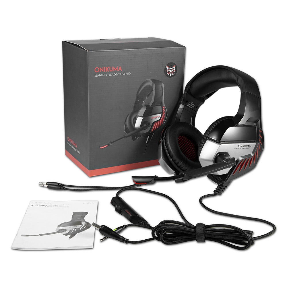 ONIKUMA K5 Pro Stereo Gaming Headset Over-ear Headphones with MIC LED Light for Xbox One / PS4 / PC