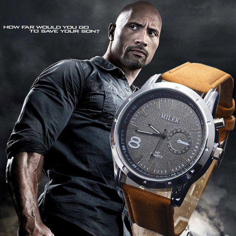 Men Sports Military Watch Genuine Brand MILER Fashion Quartz Leather Wristwatch Casual Round Dial Relogioes Boyfriend Gift!