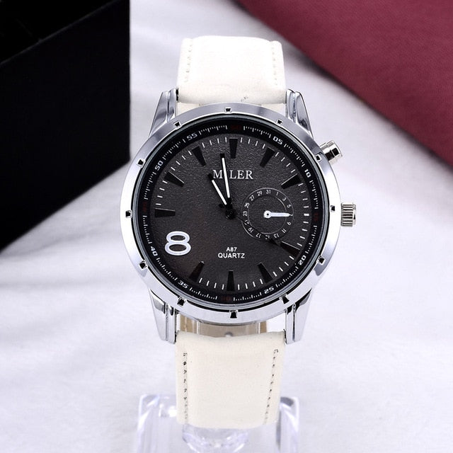 Men Sports Military Watch Genuine Brand MILER Fashion Quartz Leather Wristwatch Casual Round Dial Relogioes Boyfriend Gift!