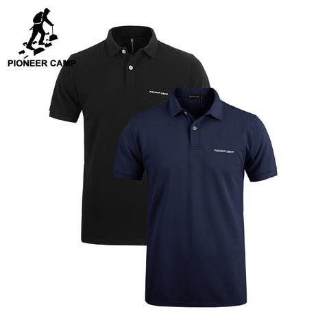 Pionner Camp 2-pack  Men Polo Shirt  Business & Casual solid male polo shirt Short Sleeve soft dark blue black pack of 2