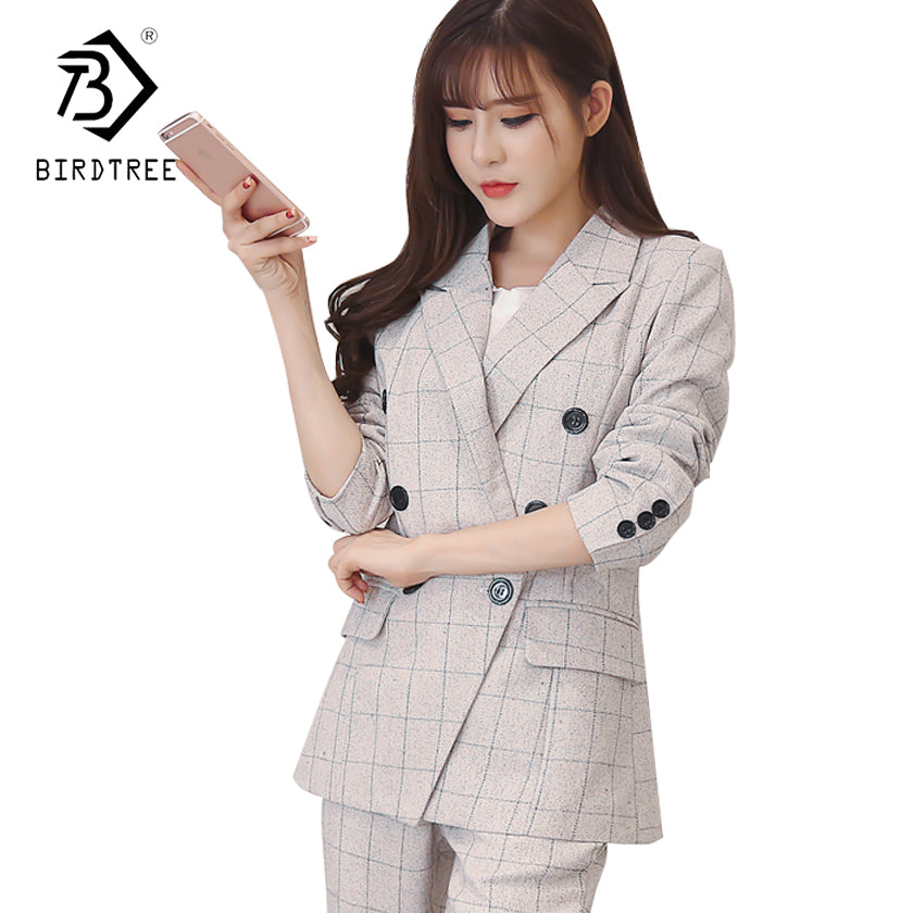 2018 New fashion Women Business Pant Suits Formal Office Work Plus Size Slim Long-Sleeve Blazer And Pants Trousers Set C83106L