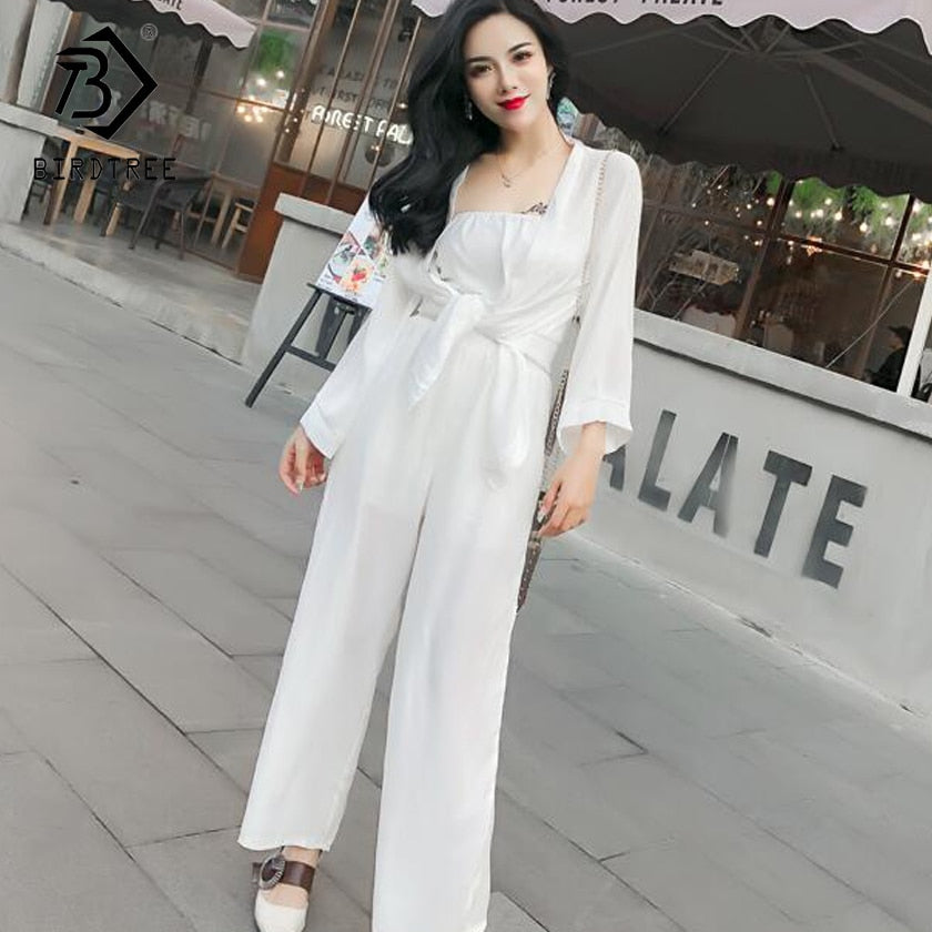2018 Spring New Arrival Fashion Women's Two Piece Sets Casual Long Jumpsuits And Tops Coats Elegance Clothing Hots Sale S85025LD
