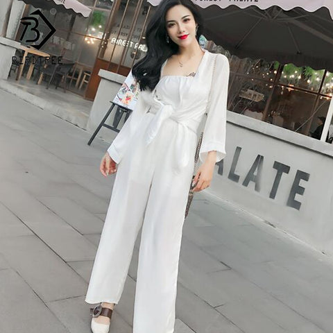 2018 Spring New Arrival Fashion Women's Two Piece Sets Casual Long Jumpsuits And Tops Coats Elegance Clothing Hots Sale S85025LD