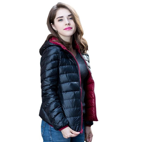 Fitaylor Women Ultra Light Down Jacket Double Side Reversible Jackets Plus Size 4XL Feather Jacket Women With Carry Bag Travel