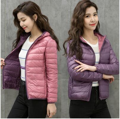 Fitaylor Women Ultra Light Down Jacket Double Side Reversible Jackets Plus Size 4XL Feather Jacket Women With Carry Bag Travel