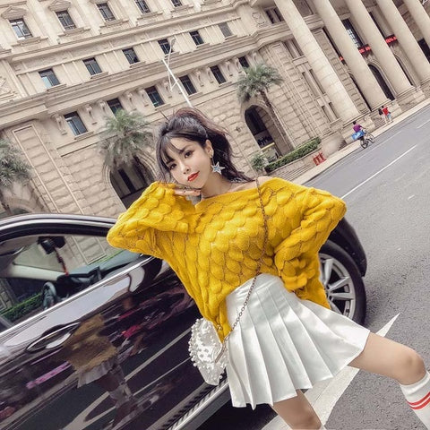2018 Autumn New Arrival Women's Skirts And Fashion Hollow Out Flare Sleeve knitting Tops Two Piece Sets Women Clothing S87002LD