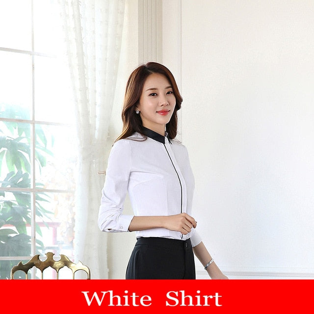 2018 New Women Formal Solid Navy Casual Shirt Slim Short Blazer Long Pants Elegant Office Lady Uniform Suit Plus Size S87002F