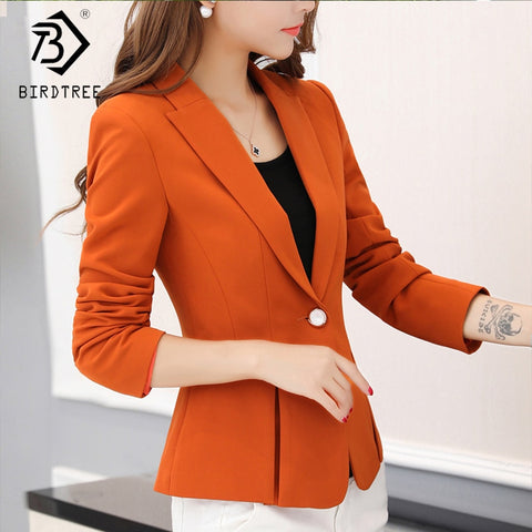 2018 New Arrival Autumn Winter Women Solid Blazers Elegance Casual Fashion Notched Pockets Full Sleeve Tops Hots C80325L