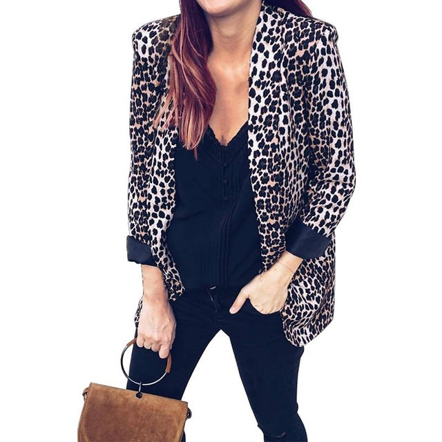 2019 England Style Women Printed Snake Blazer JacketS Work Office Lady Suit Blazers Feminio Long Sleeve Coat Womens Outerwear
