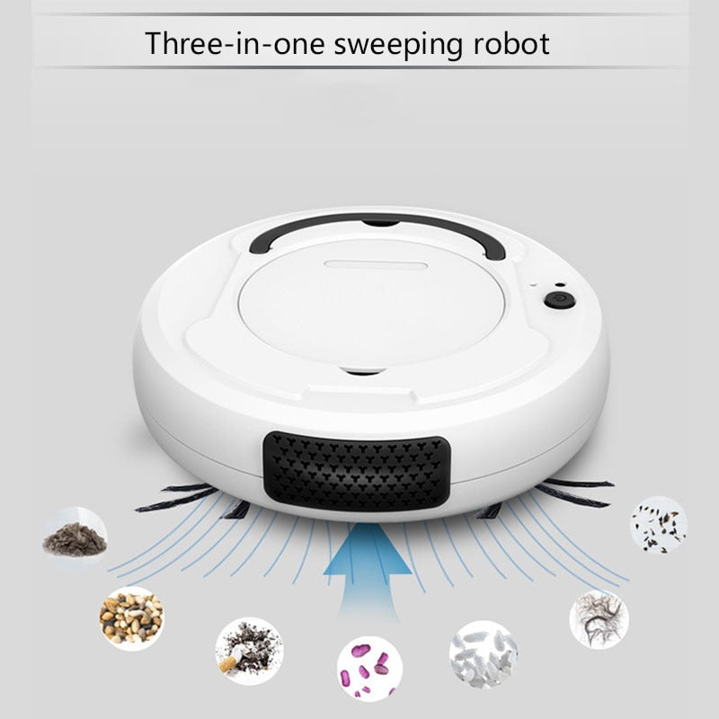 3 in 1 Rechargeable Automatic Smart Robot Vacuum Cleaner Mop Sweeping 1800PA Power Suction for Home Thin Carpet Pet Hair