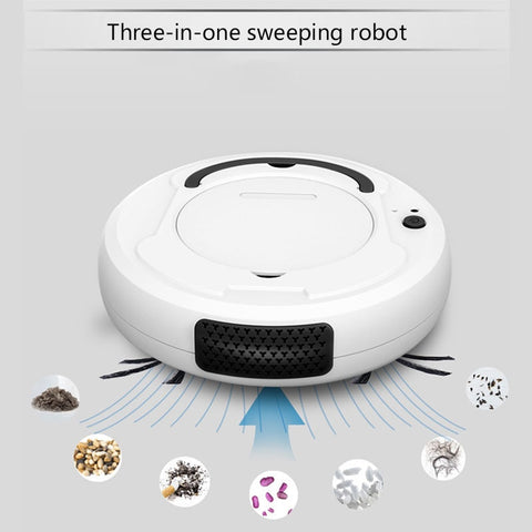 3 in 1 Rechargeable Automatic Smart Robot Vacuum Cleaner Mop Sweeping 1800PA Power Suction for Home Thin Carpet Pet Hair